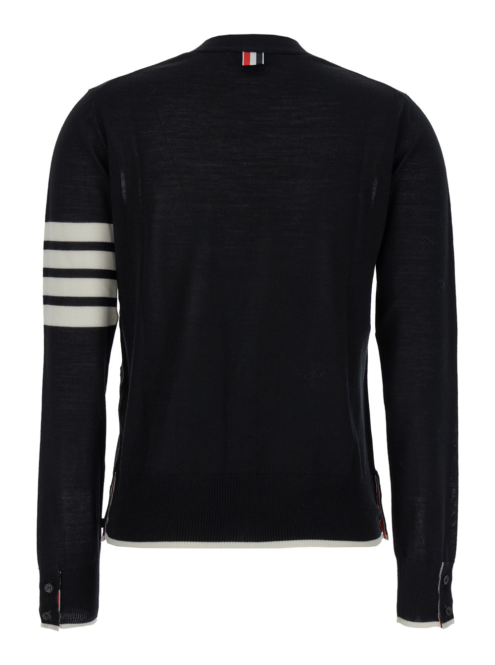 Black Cardigan With 4-Bar Detail Wool Woman Virgin Jersey