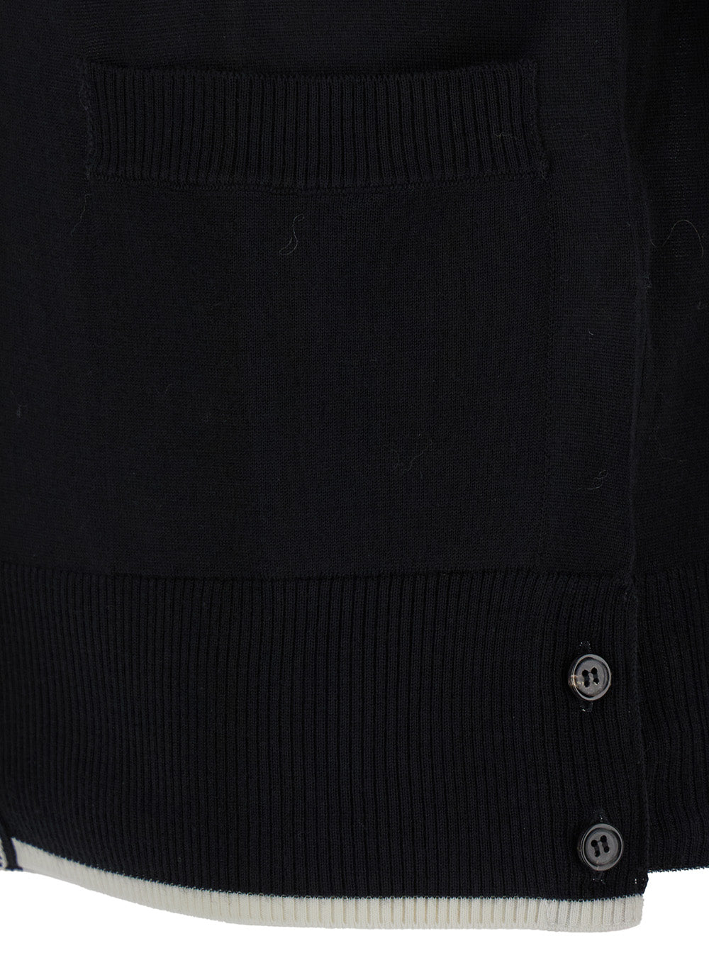 Black Cardigan With 4-Bar Detail Wool Woman Virgin Jersey