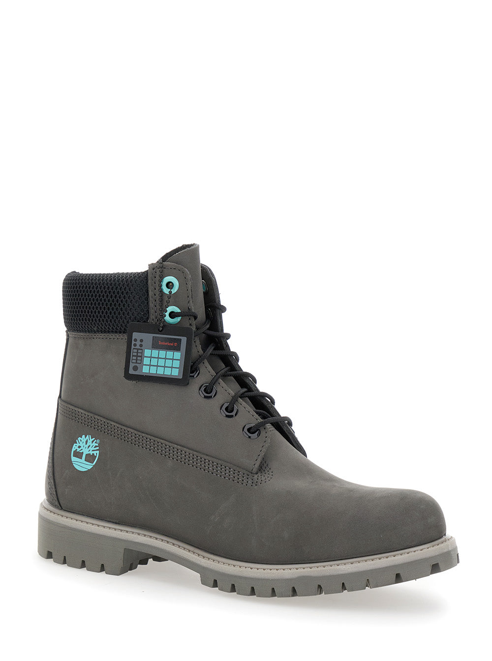 Timberland Premium 6 Inch Lace Up Waterproof Boot Medium Grey Nubuck Calf Ankle