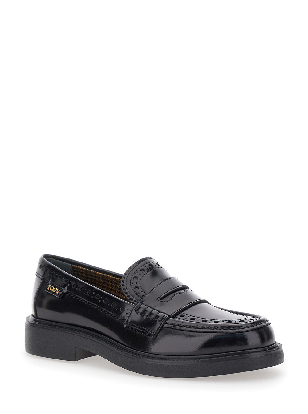 Black Loafers With Penny Bar Leather Woman Calf