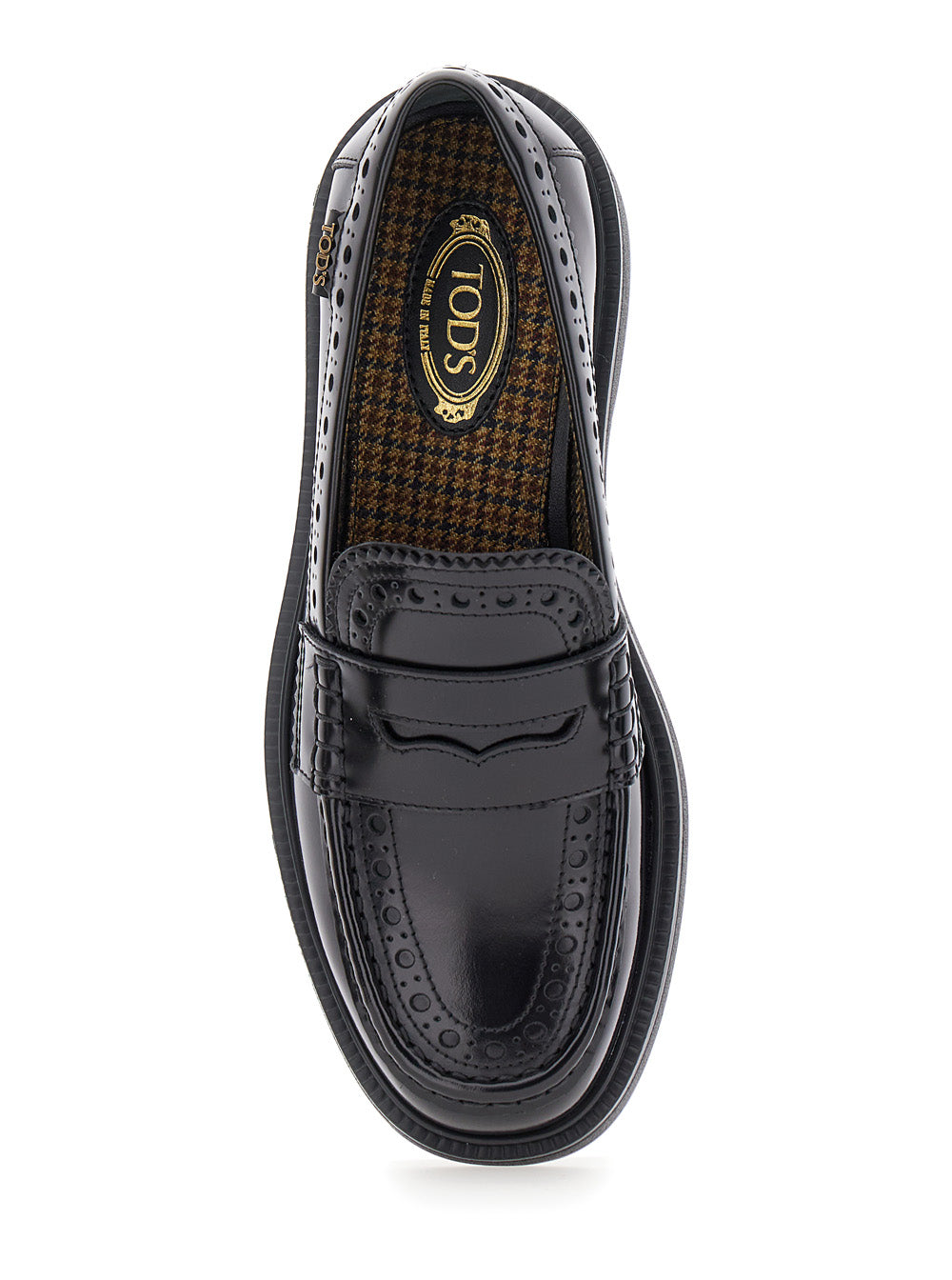Black Loafers With Penny Bar Leather Woman Calf