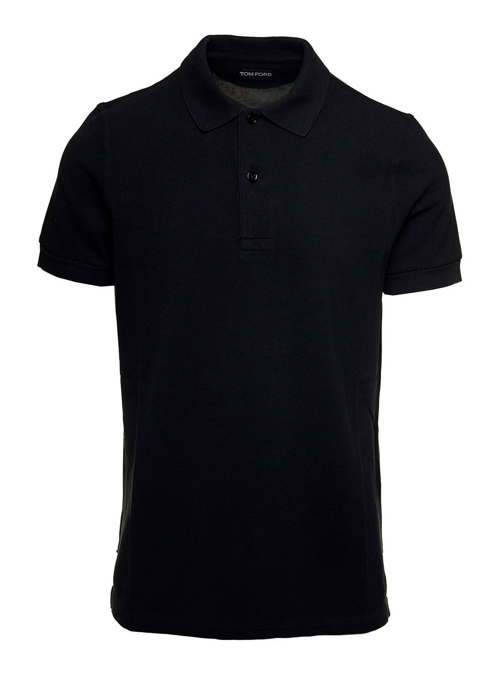 Black Short-Sleeves Polo Cotton Piquet Jersey Man Tshirts And Shirts