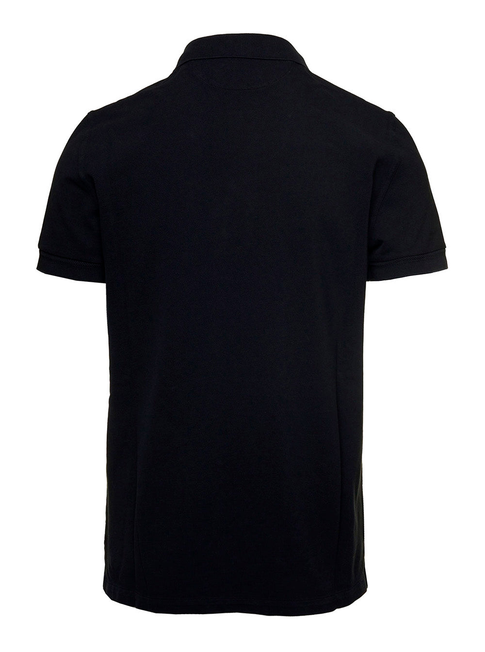 Black Short-Sleeves Polo Cotton Piquet Jersey Man Tshirts And Shirts