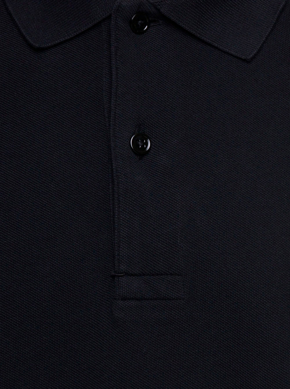 Black Short-Sleeves Polo Cotton Piquet Jersey Man Tshirts And Shirts