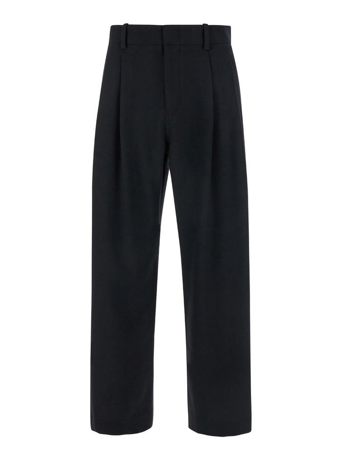 Black Pants With Pences On The Front Wool Man Trousers