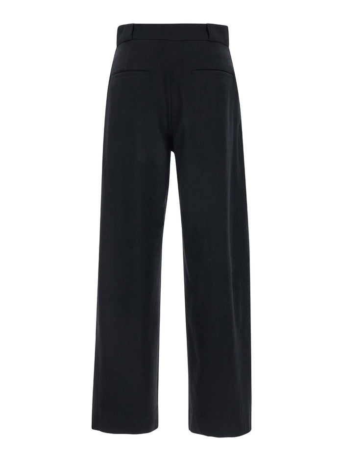 Black Pants With Pences On The Front Wool Man Trousers
