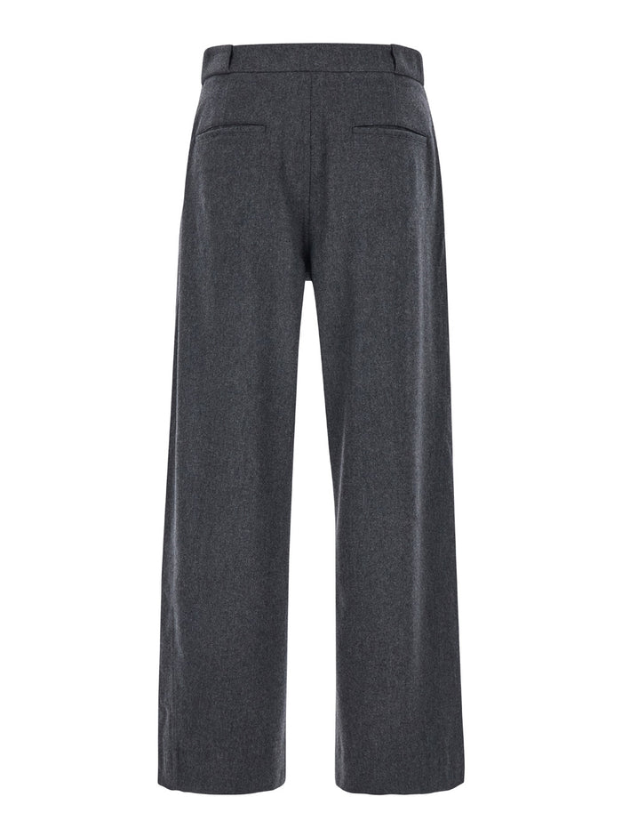 Grey Pants With Pences On The Front Wool Man Trousers