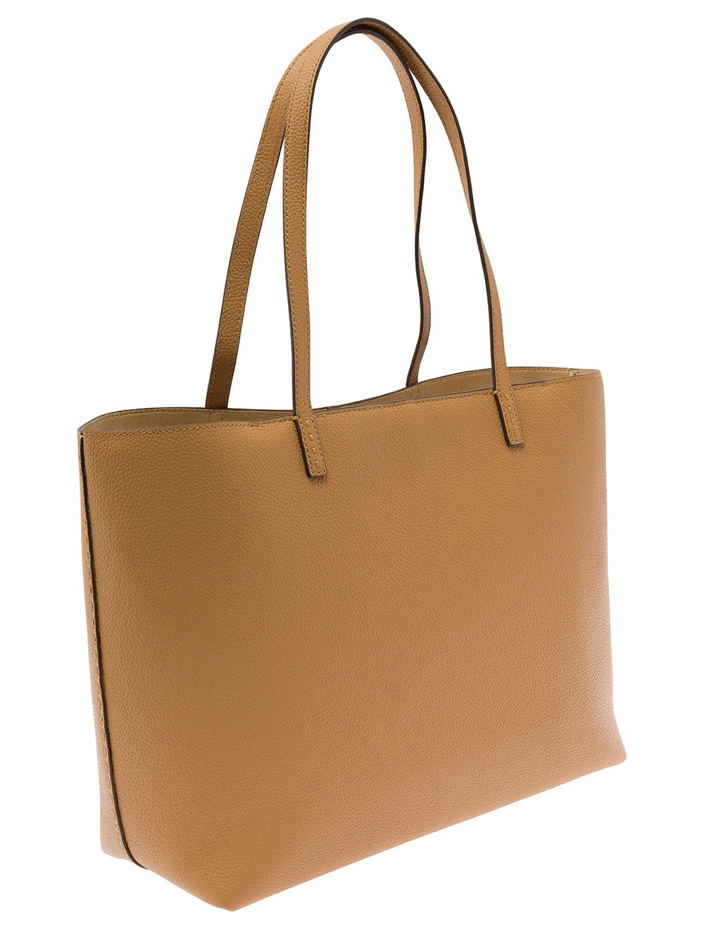Mcgraw Brown Tote Bag Wit Double T Detail Grainy Leather Woman Cow