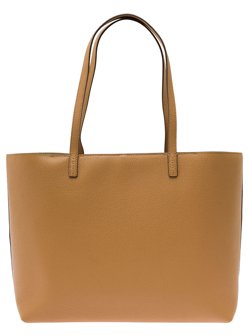Mcgraw Brown Tote Bag Wit Double T Detail Grainy Leather Woman Cow