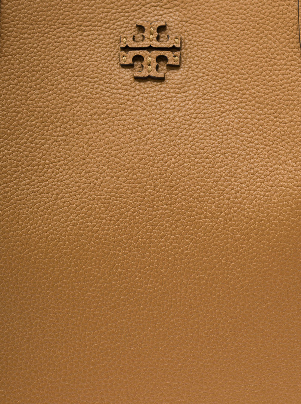Mcgraw Brown Tote Bag Wit Double T Detail Grainy Leather Woman Cow