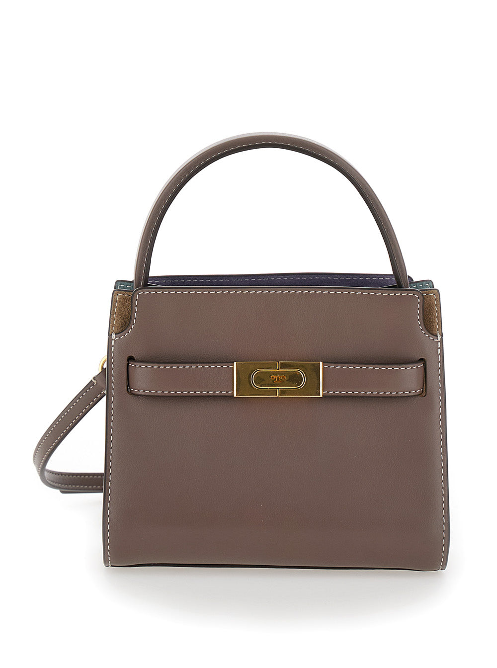 Petite Double Lee Radziwill Black Handbag With Engraved Logo Leather Woman Grey Cow Hand Bags