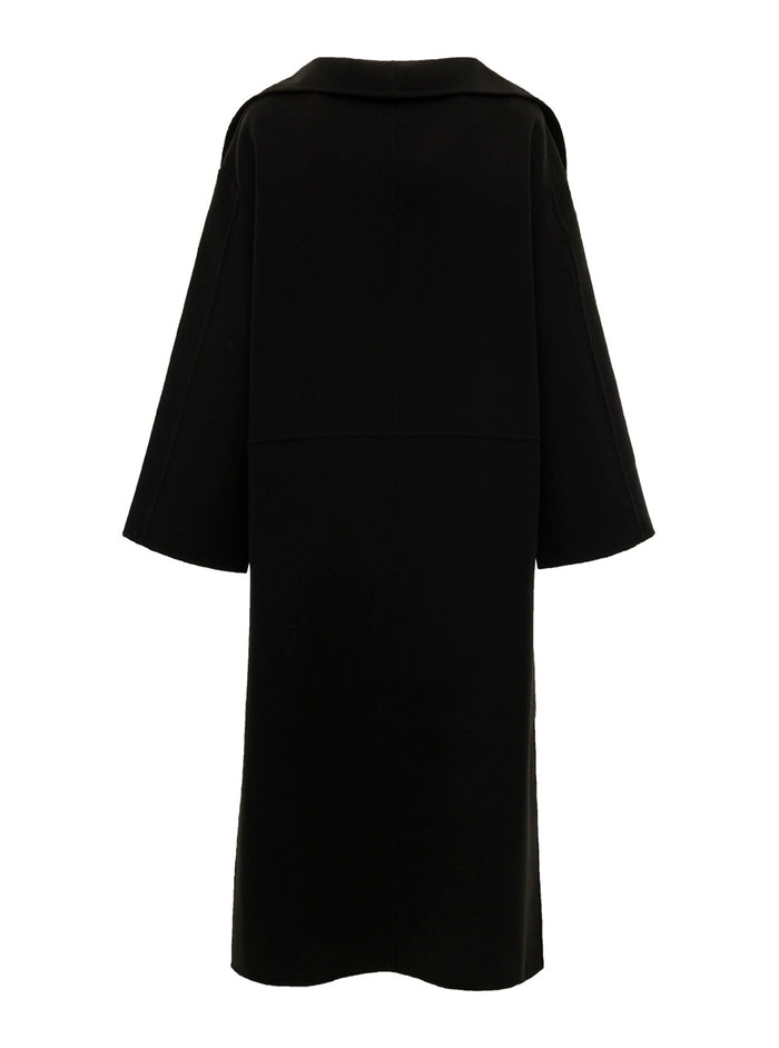 Black Oversize Coat With Shawl Lapels Wool And Cashmere Woman Toteme Rws