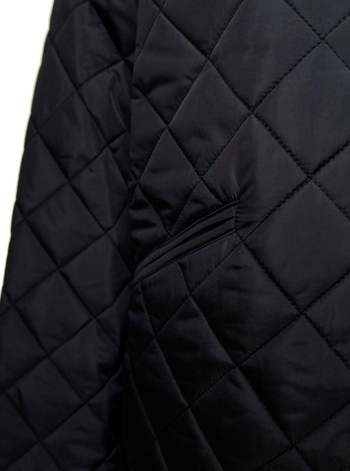 Black Quilted Jacket With Round Neckline Recycled Fabric Woman Polyester