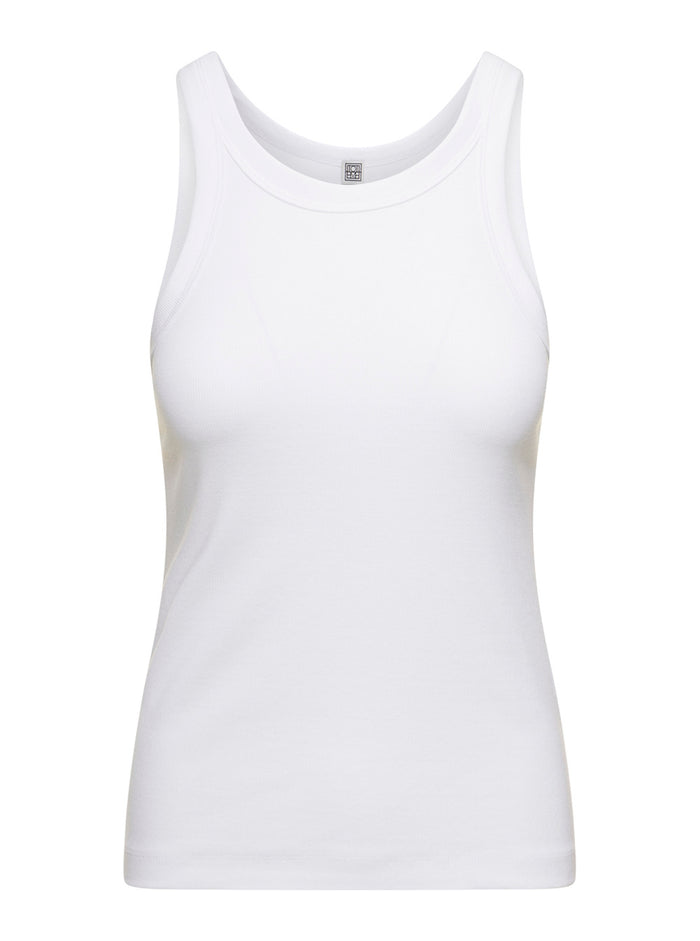 Espera U Neck Rib Tank Top Stretch Cotton Woman Toteme White Organic Elastane