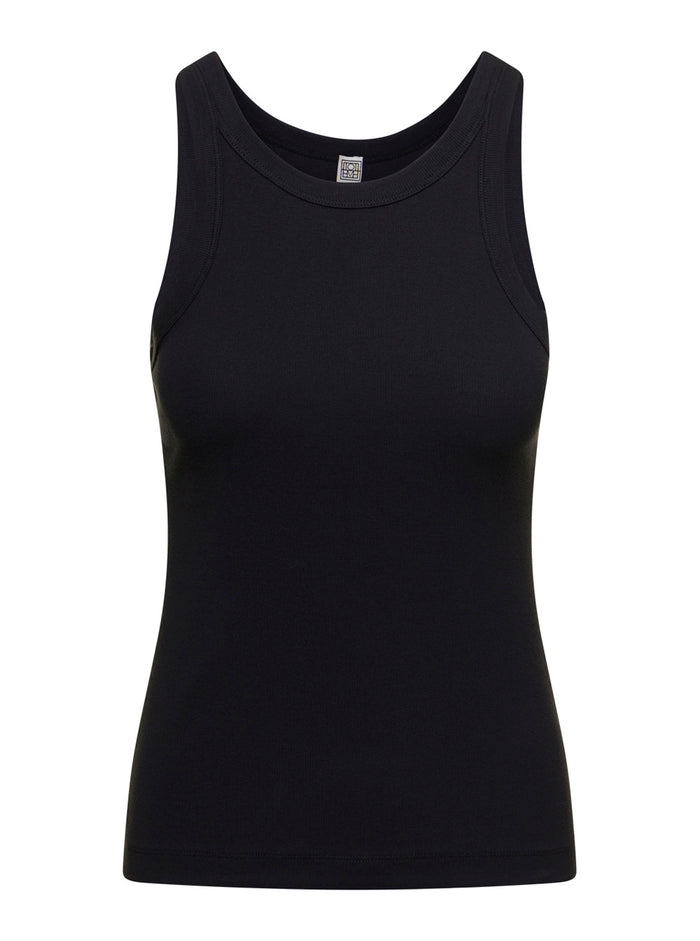 Espera Black U Neck Rib Tank Top Stretch Cotton Woman Toteme