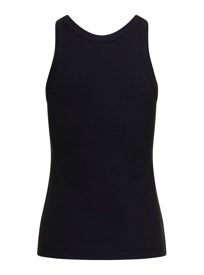 Espera Black U Neck Rib Tank Top Stretch Cotton Woman Toteme