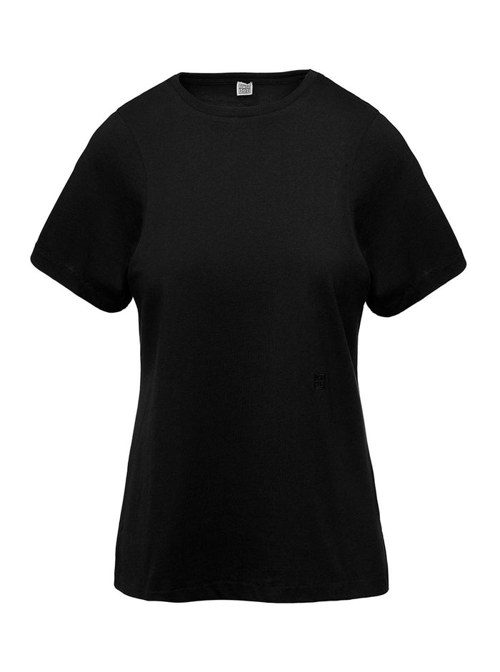 Crewneck T-Shirt Black Cotton Woman Organic Tshirts And Polo Shirts