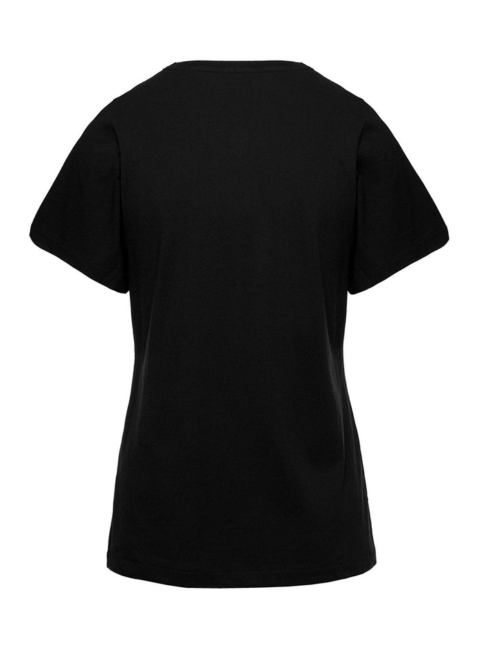 Crewneck T-Shirt Black Cotton Woman Organic Tshirts And Polo Shirts