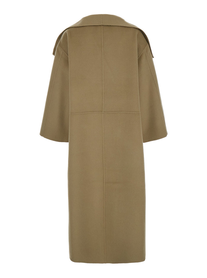 Brown Long Coat With Shawl Revers Wool Woman Rws Cashmere
