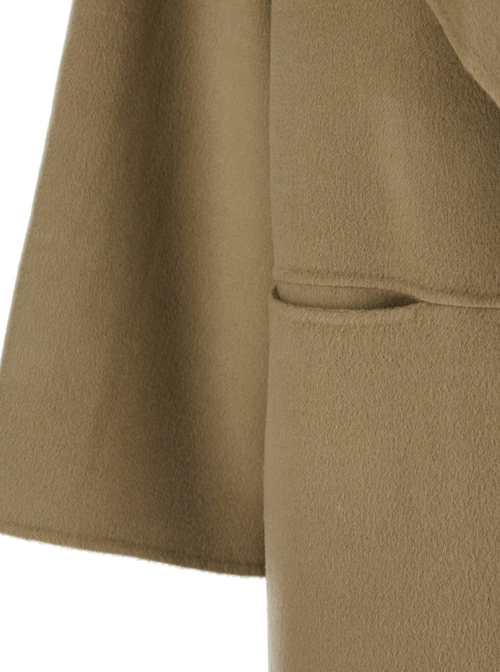 Brown Long Coat With Shawl Revers Wool Woman Rws Cashmere