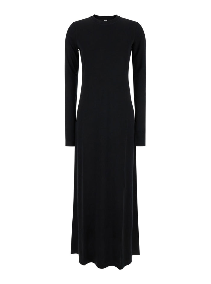 Long Black Relaxed Dress Jersey Woman