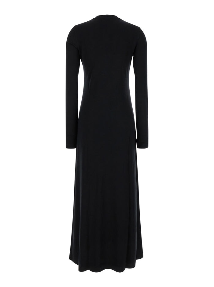 Long Black Relaxed Dress Jersey Woman