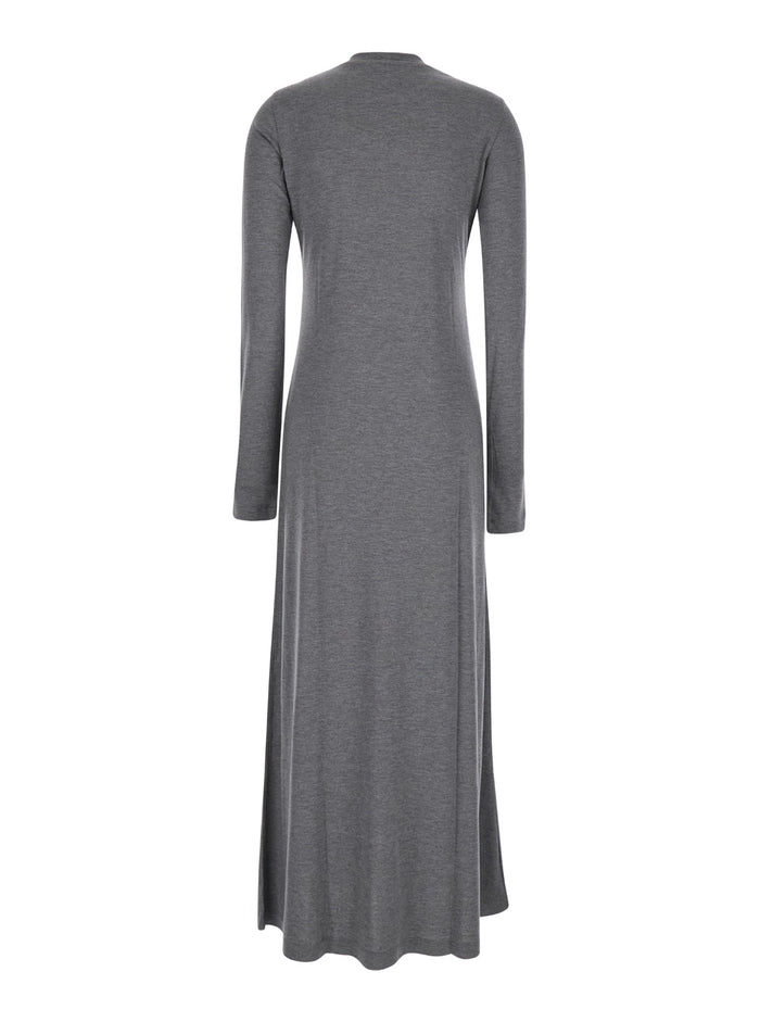 Long Grey Relaxed Dress Jersey Woman