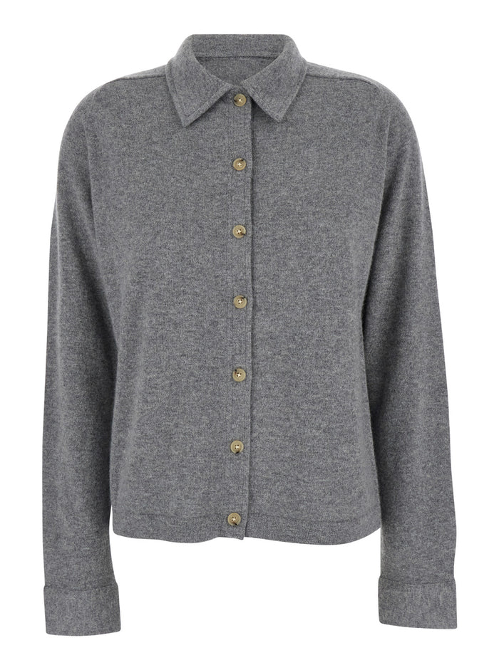 Grey Shirt With Raglan Sleeves Cashmere Woman Jersey