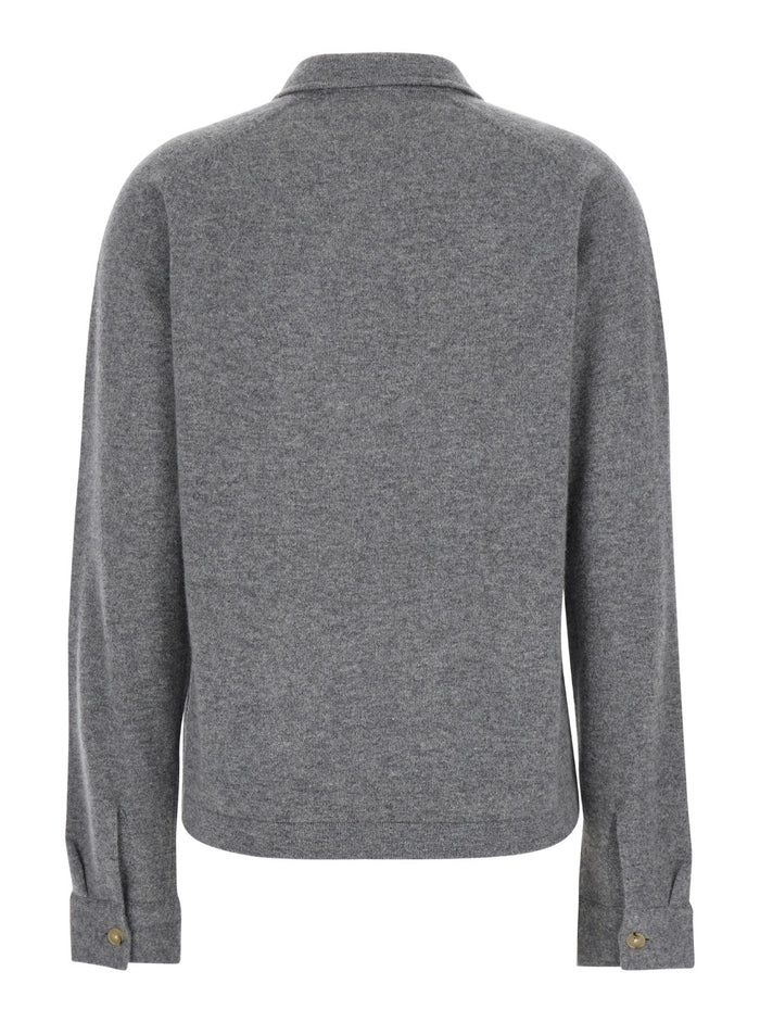 Grey Shirt With Raglan Sleeves Cashmere Woman Jersey
