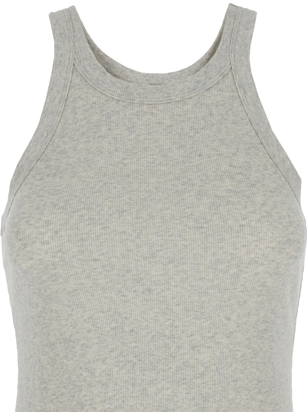 Grey Tank Top With U Neckline Ribbed Cotton Woman Organic