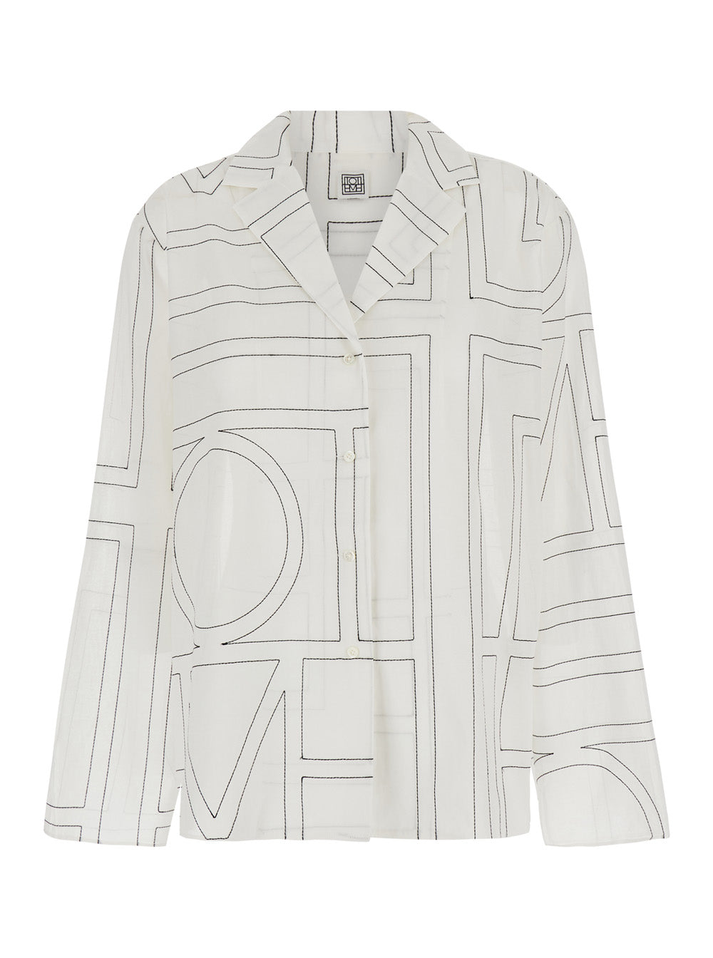White Shirt With Cuban Collar And Monogram Silk Woman Blouses