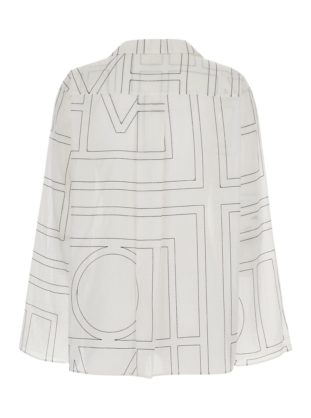 White Shirt With Cuban Collar And Monogram Silk Woman Blouses