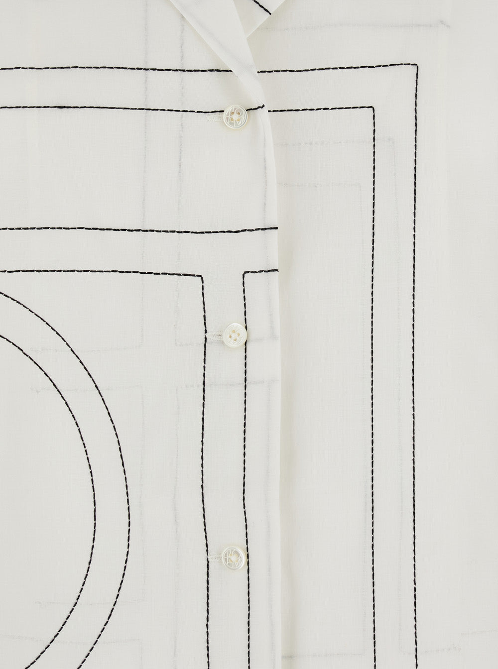 White Shirt With Cuban Collar And Monogram Silk Woman Blouses