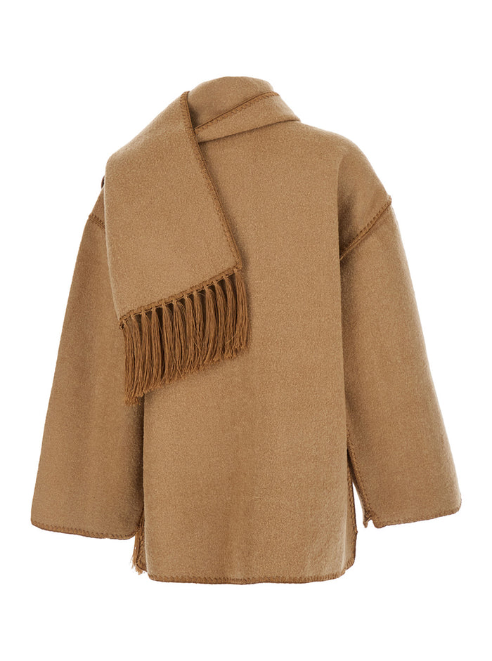 Embroidered Scarf Jacket Beige