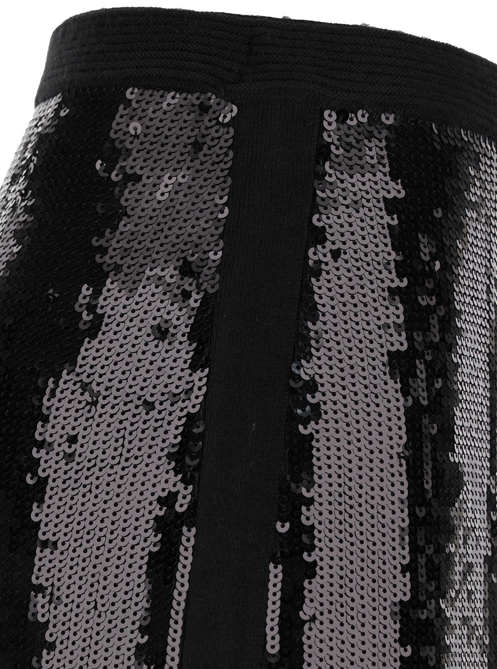 Black Midi Skirt With Sequins All-Over in Technical Fabric Woman Acrilic Wool Polyamid