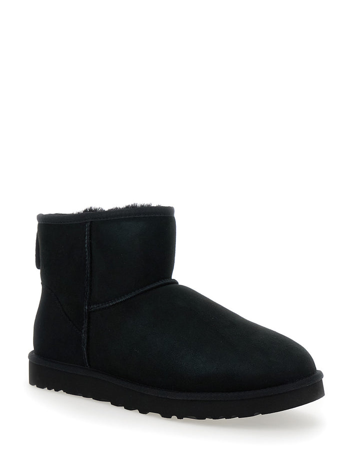 Classic Mini Ankle Boots With Panelled Design And Rubber Sole Suede Man Black Sheep Leather