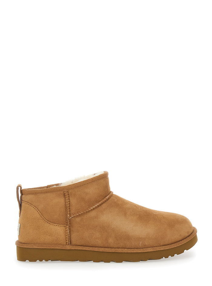 Brown Ultra Mini Boots Suede Woman Sheep Leather Ankle
