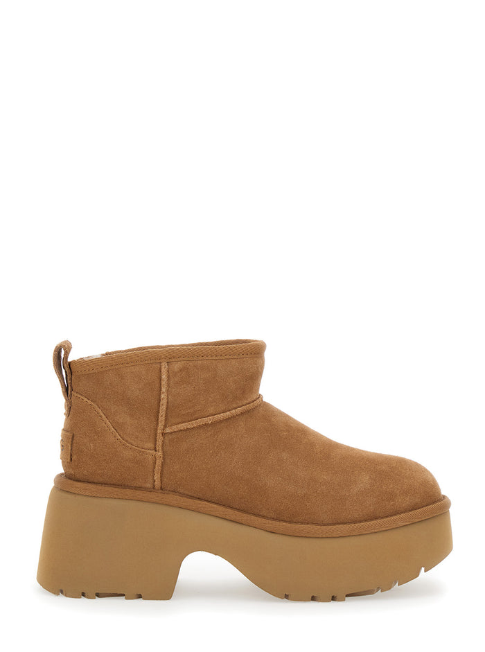 Brown Ultra Mini New Heights Boots Suede Woman Beige Leather Ankle