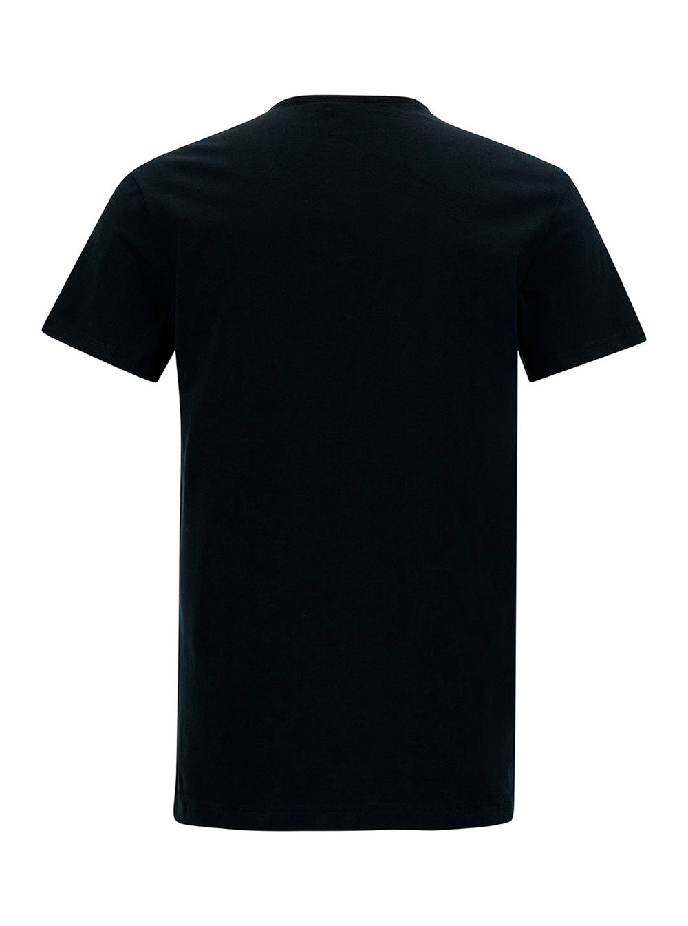 Black Crewneck T-Shirt With Medusa Logo Print Stretch Cotton Man Elastane Tshirts And Polo Shirts
