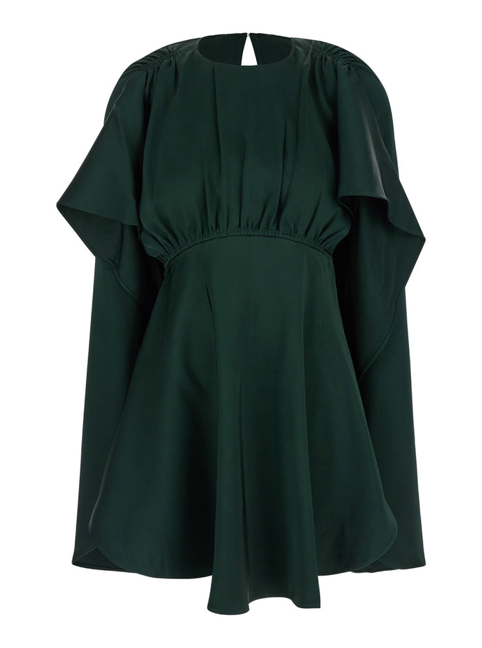Eden Green Mini Dress With Ruched Shoulder Viscose Woman