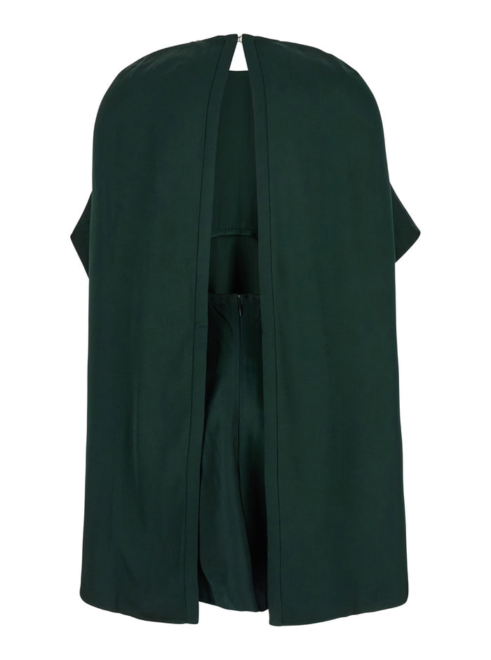 Eden Green Mini Dress With Ruched Shoulder Viscose Woman