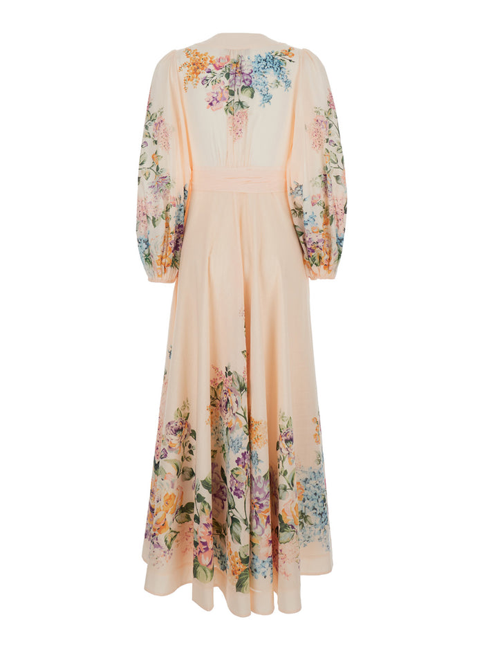 Pink Long Wrap Dress Cotton Woman