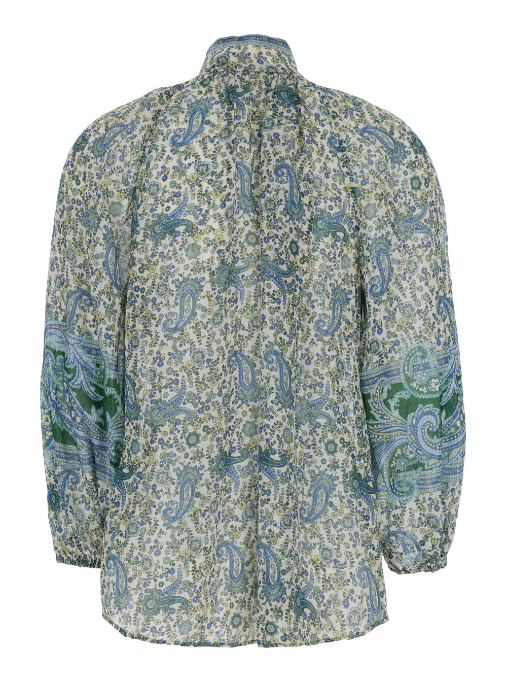 Multicolor Blouse With Embroidery And Puffed Sleeves Eco Silk Woman Ramie Shirts Blouses