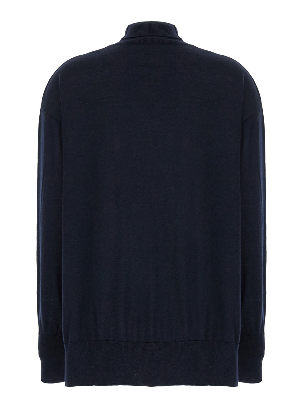 Blue High Neck Sweater in Wool Woman Blu Virgin Jersey