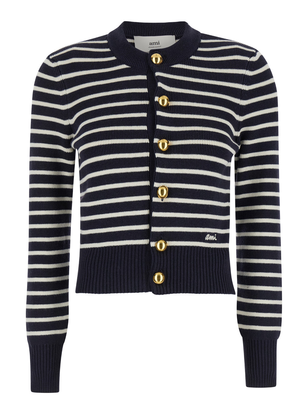 Sailor Blue Striped Cardigan Ribbed Cotton Blend Woman Blu :coton Laine Jersey