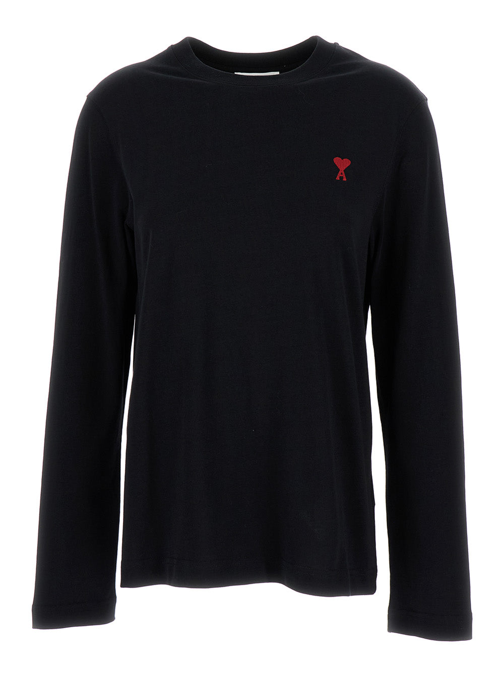 Black Long Sleeve T-Shirt With Adc Embroidery Cotton Woman Coton Jersey