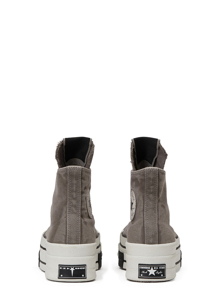Dbl Drkstar Hi Concrete High Top Sneakers Overdyed Canvas Woman Grey Cotton