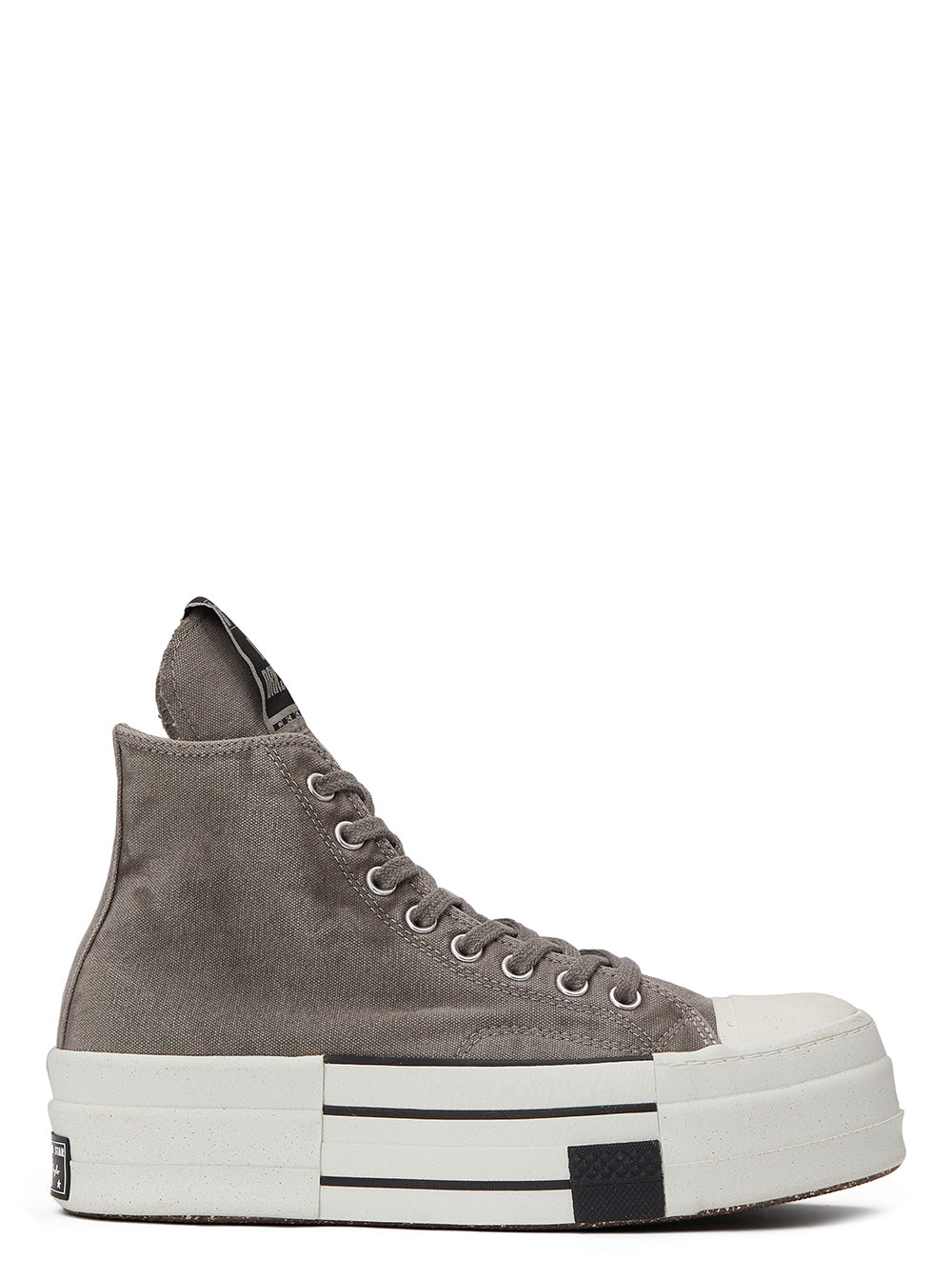 Dbl Drkstar Hi Concrete High Top Sneakers Overdyed Canvas Woman Grey Cotton