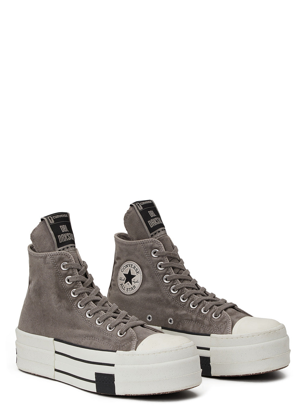 Dbl Drkstar Hi Concrete High Top Sneakers Overdyed Canvas Woman Grey Cotton