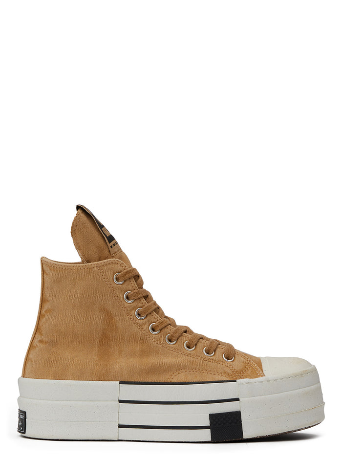 Dbl Drkstar Hi Blonde High Top Sneakers Overdyed Canvas Beige Cotton